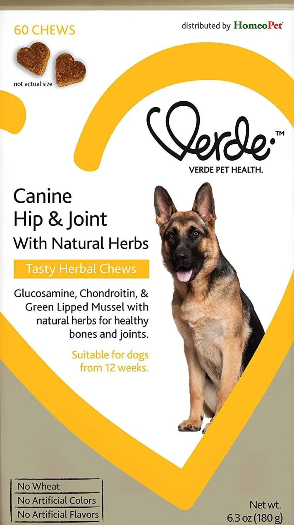 Verde Canine Hip & Joint Formula Dog Supplements - 60 Count - 6.3 oz