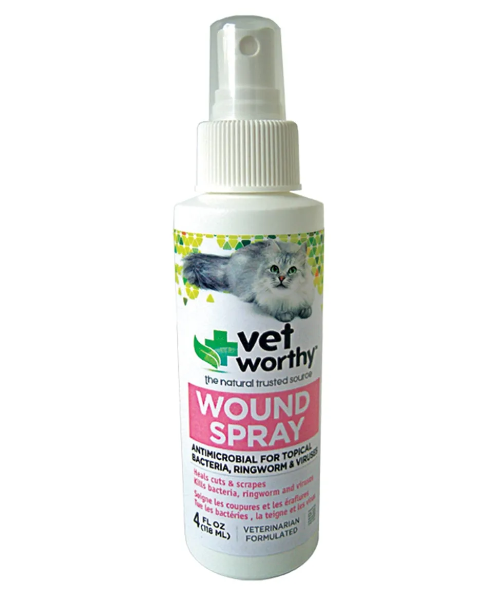 Vet Worthy Feline Wound Spray Cat and Dog Supplement - 4 oz Bottle
