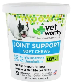 Vet Worthy Joint Support Level 2 Chewable Dog Supplements - 30 ct Capsule Bottle