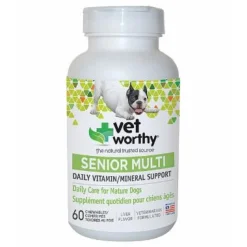 Vet Worthy Senior Multi-Vitamin Tablet Dog Vitamins and Minerals - 60 ct Capsule Bottle