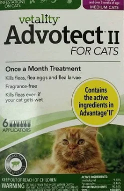 Vetality Advotect II Topical Flea and Tick for Cats - 9+Lbs - 6 Pack
