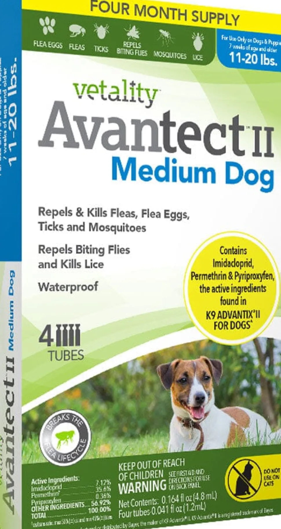 Vetality Avantect II Flea and Tick for Dogs - Medium - 11 - 20 Lbs