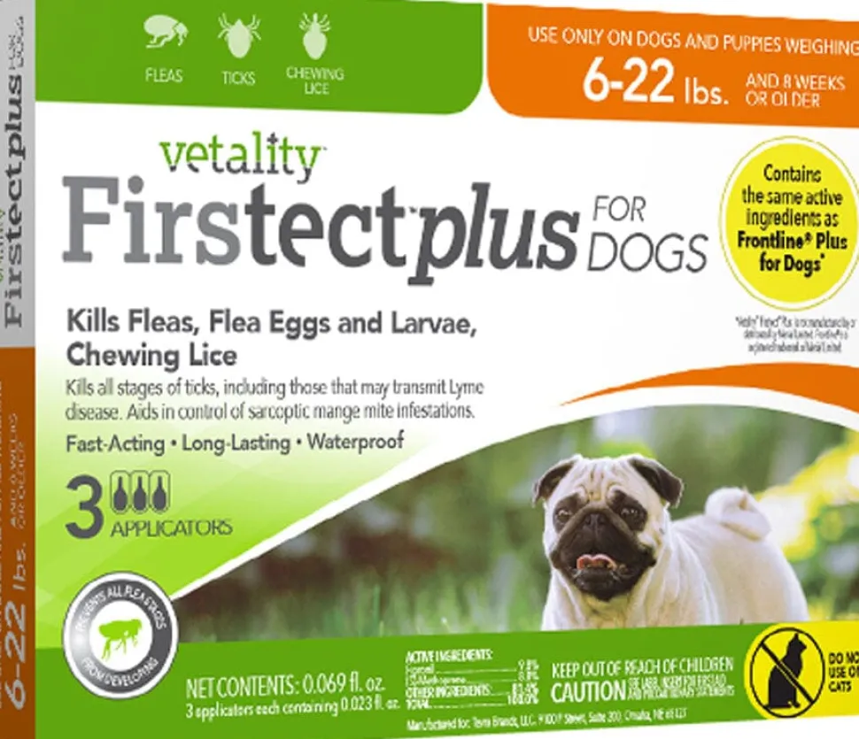 Vetality Firstect Plus Flea and Tick for Dogs - 6 - 22 Lbs - 3 Pack