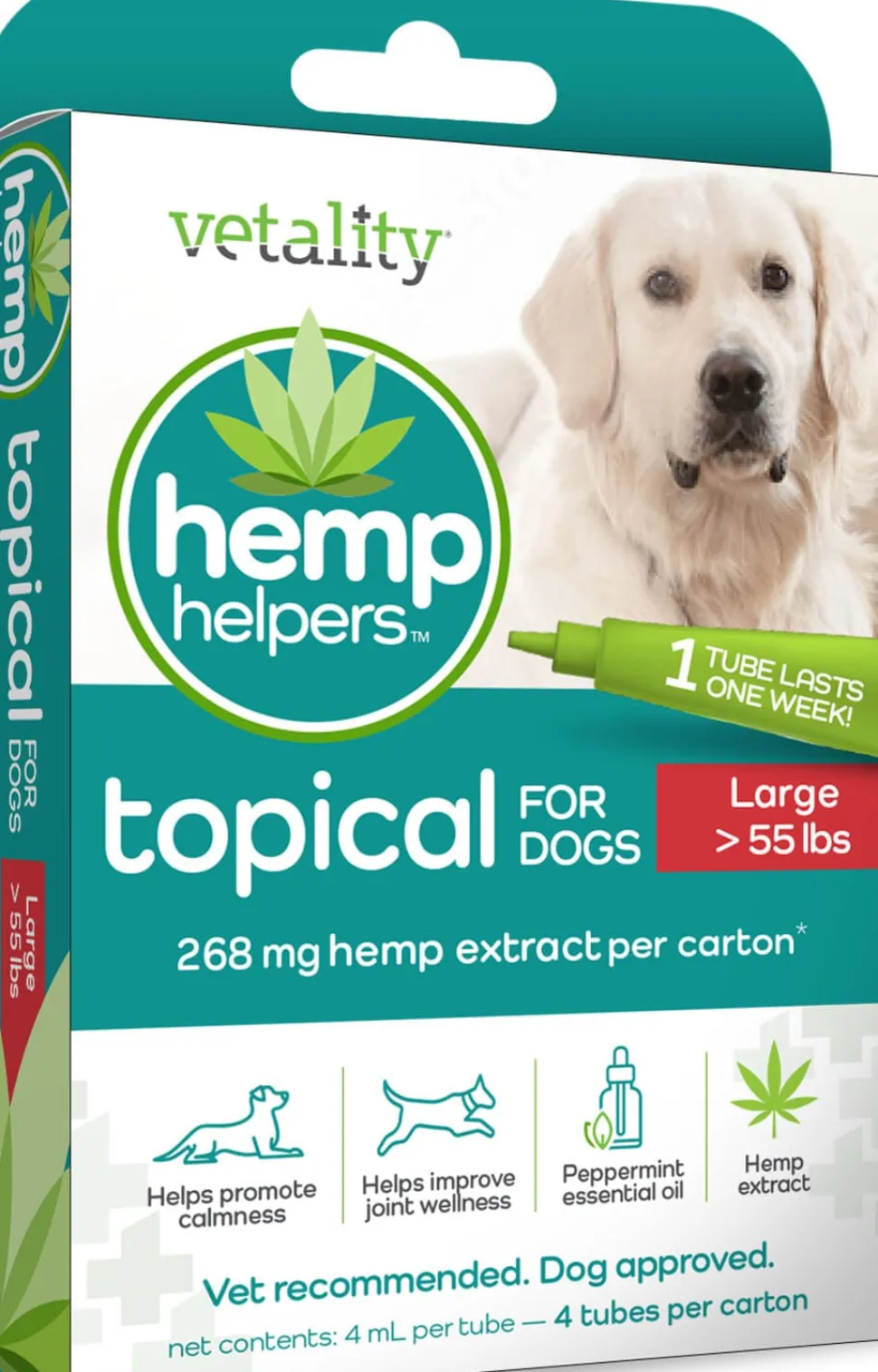 Vetality Hemp Helpers Topical for Dogs - Over 55 Lbs - 4 Ds