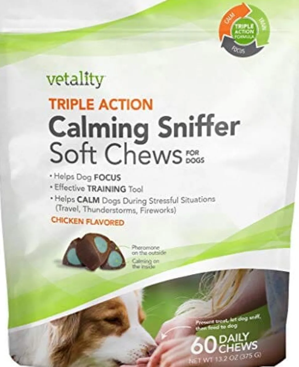 Vetality Triple Action Calming Sniffer Dog Chews - Chicken - 60 Count