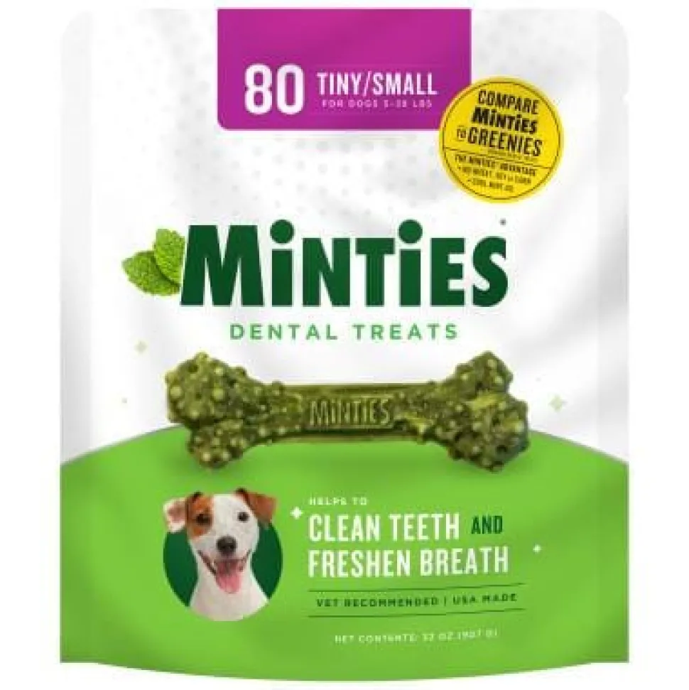 VETIQ Minties Peppermint Flavored Bone Dental Dog Chews Treats - Tiny/Small - 32 Oz