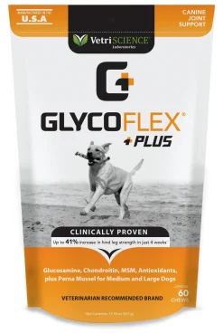 Vetriscience Labs GlycoFlex Plus Hip and Joint Dog Supplements - 60 ct Pouch