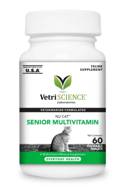 Vetriscience Labs NuCat Senior Cat Multi-Vitamin Tablet Cat Supplements - 60 ct Bottle