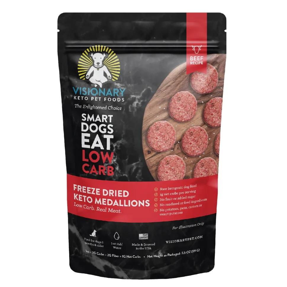 Visionary Pet Beef Recipe Freeze-Dried Medallions Low Carb Keto Dog Food