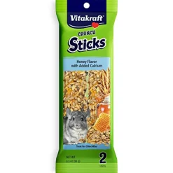 Vitakraft Crunch Sticks - Honey Flavor with Added Calcium Chinchilla Treat - 3.5 oz