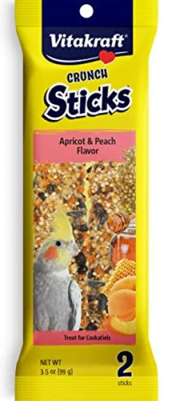 Vitakraft Crunch Sticks - Apricot & Peach Flavor Cockatiel Treat - 3.5 oz