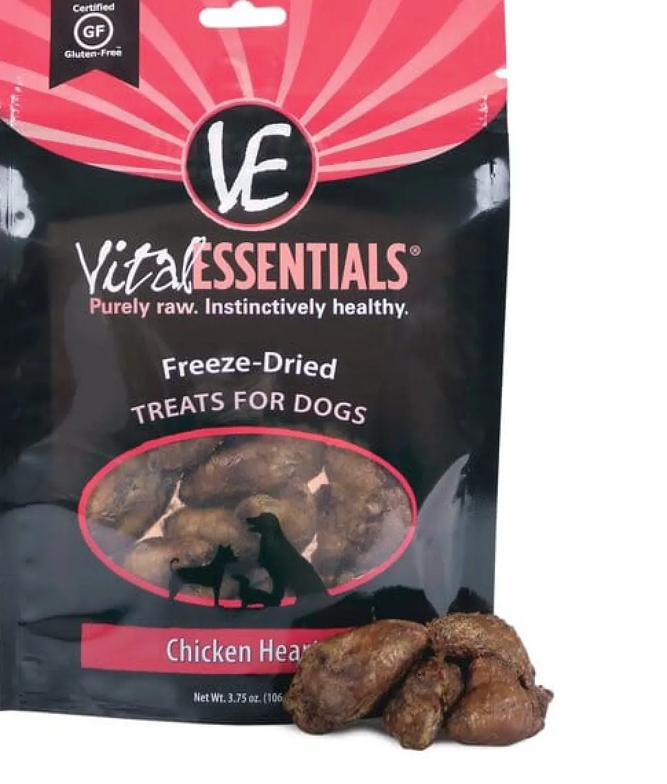 Vital Essentials Family Size Chicken Hearts Freeze-Dried Dog Treats - 3.75 Oz