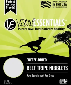 Vital Essentials Freeze Dried Beef Tripe Nibblets Grain Free Limited Ingredient Dog Treats