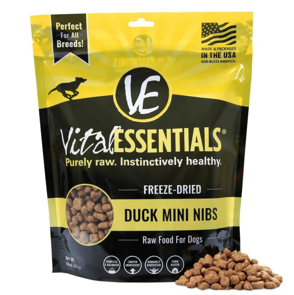 Vital Essentials Freeze Dried Grain Free Duck Mini Nibs Entree for Dogs Food