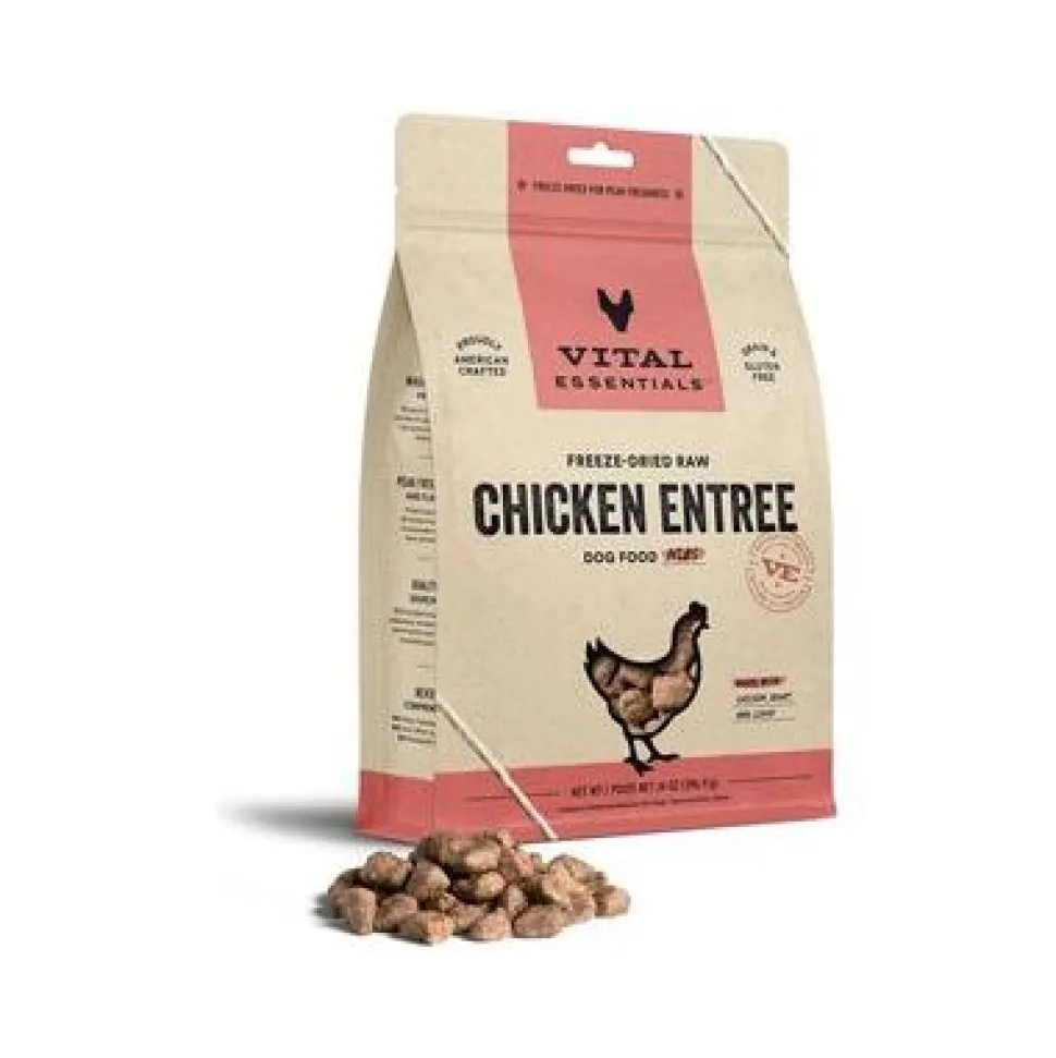 Vital Essential's Grain-Free Chicken Entrée Nibs Freeze-Dried Dog Food - 14 Oz