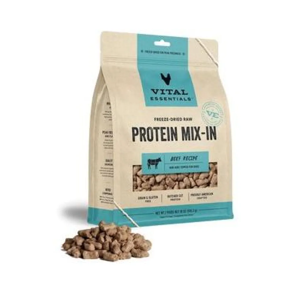 Vital Essential's Grain-Free Protein Mix-in Beef Mini Nibs Freeze-Dried Dog Food Topper - 18 Oz