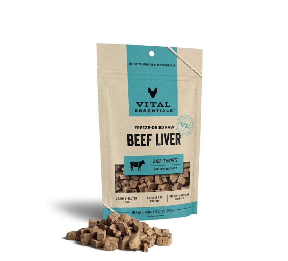 Vital Essential's Grain-Free Beef Liver Freeze-Dried Dog Treats - 2.1 Oz