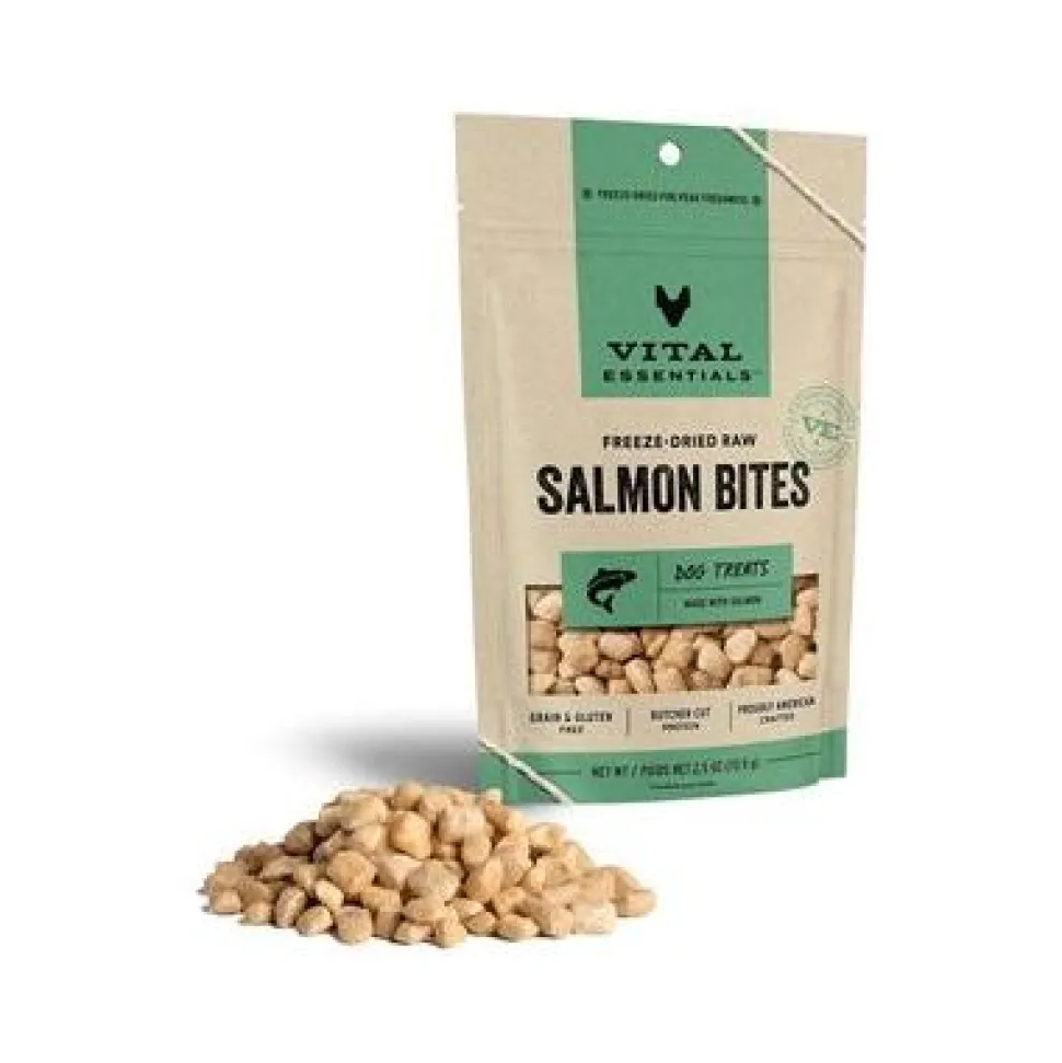 Vital Essential's Grain-Free Salmon Bites Freeze-Dried Crunchy Dog Treats - 2.5 Oz