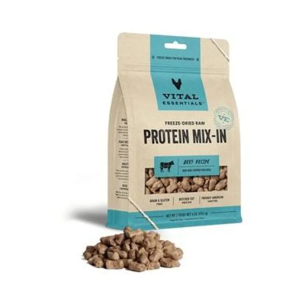 Vital Essential's Grain-Free Protein Mix-in Beef Mini Nibs Freeze-Dried Dog Food Topper - 6 Oz