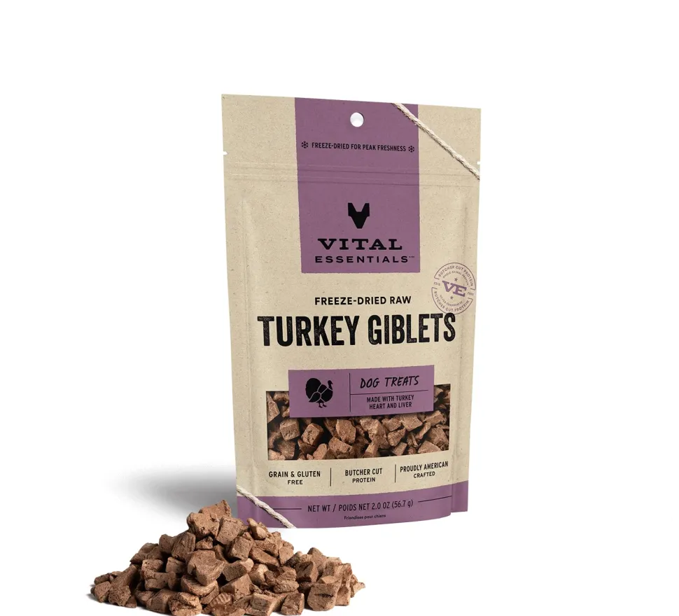 Vital Essential's Grain-Free Turkey Giblets Freeze-Dried Dog Treats - 2 Oz