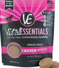Vital Essentials Mini Pet Patties Chicken Entrée Freeze-Dried Dog Food - 1 Lb