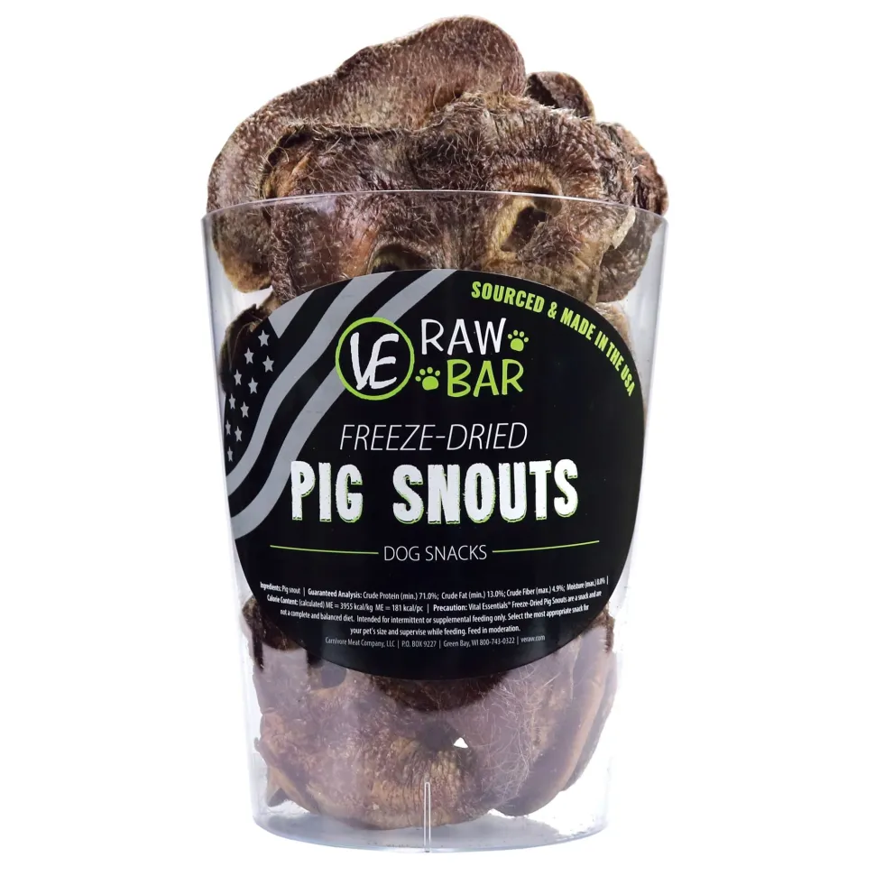Vital Essentials Pig Snouts Freeze-Dried Dog Treats - 14 Piece - 1.4 Lbs