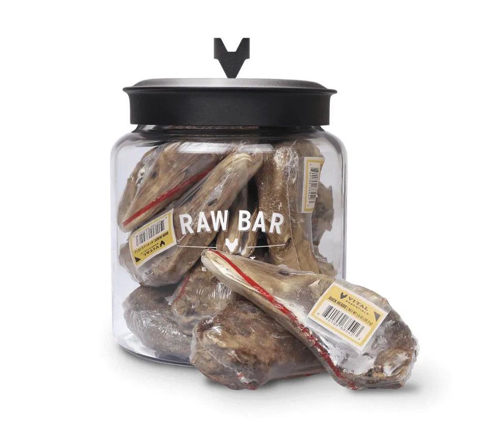 Vital Essential's Raw Bar Freeze-Dried Duck Heads Natural Dog Chews - 20 Piece - 28 Oz