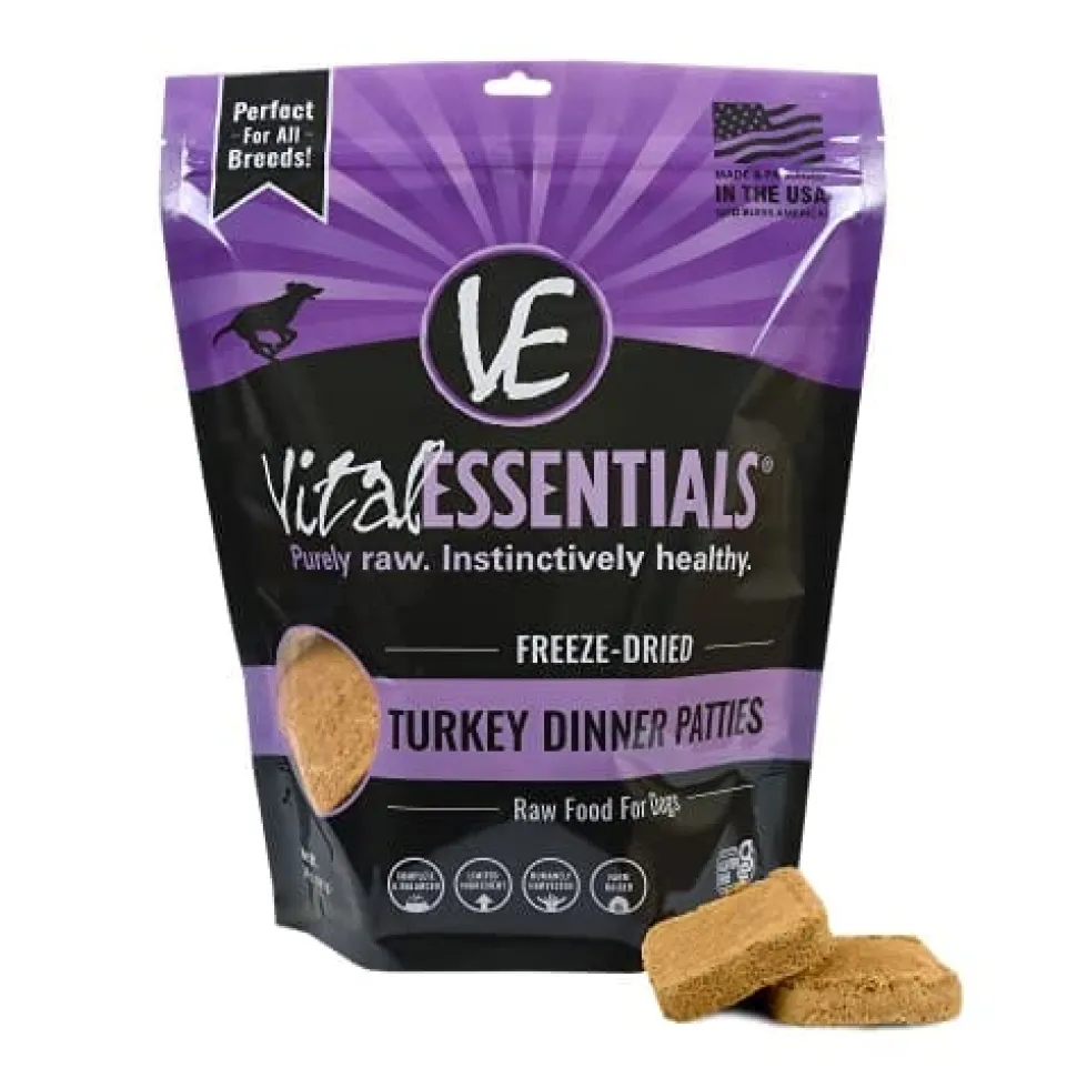 Vital Essentials Turkey Dinner Patties Freeze-Dried Dog Food - 14 Oz