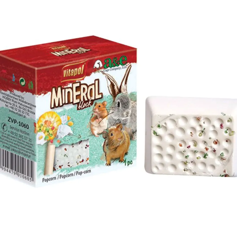 Vitapol Mineral Block for Small Animals Small Animal Mineral Treats - Popcorn - Small - 40 Gm