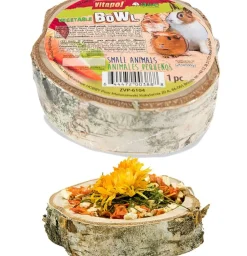 Vitapol Small Animal Wood Treat Bowl Small Animal Treats - Vegetable - 4.5 In