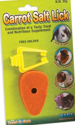 Ware Carrot Salt Lick with Holder Small Animal Mineral Treats -