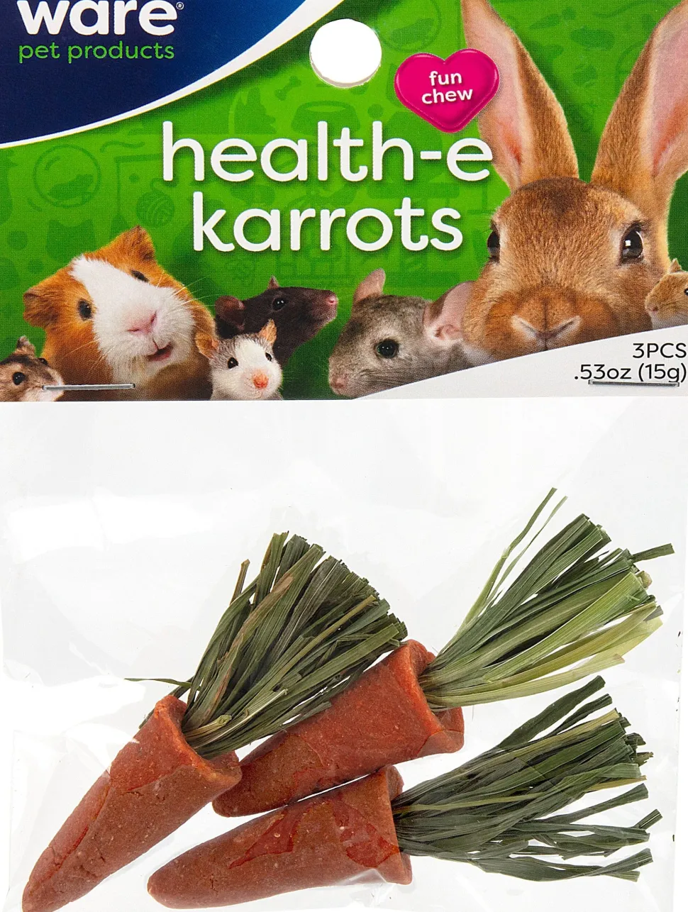 Ware Health-E Karrots Small Animal Chews Small Animal Chewy Treats - Orange - 3 Pack