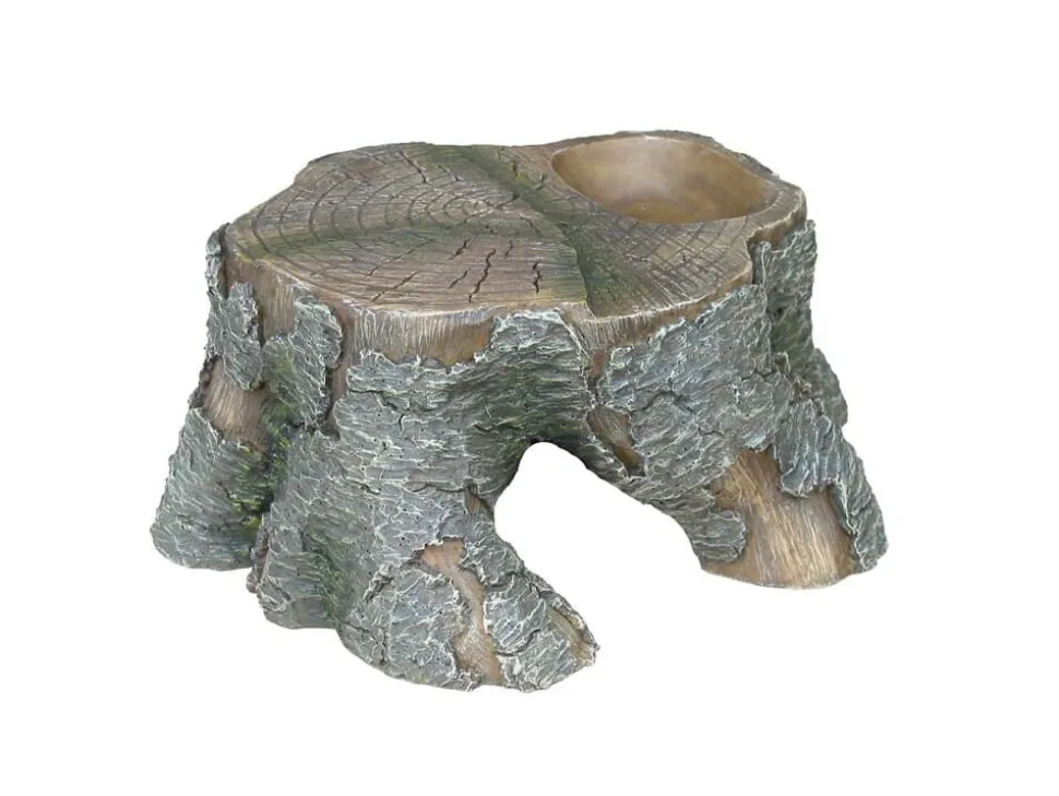 Weco Products Wecorama Sleepy Hollows Pine Stump Den Terrarium Ornament - Gray and Brown - Medium