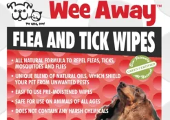 Wee Away Flea and Tick Wipes - Mini Size Cat and Dog Wipes - 10 wipes per pack - 10 packs