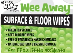 Wee Away Floor and Surface Wipes - Travel Size Cat and Dog Wipes - 30 ct