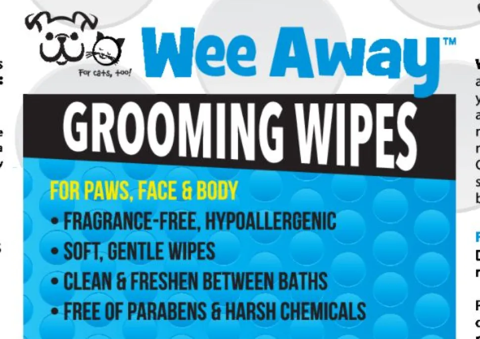 Wee Away Grooming Wipes - Travel Size Cat and Dog Wipes - 30 ct