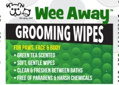 Wee Away Grooming Wipes Green Tea - Travel Size Cat and Dog Wipes - 30 ct