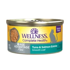 Wellness Complete Health Age Advantage Grain-Free Tuna and Salmon Pate Entrée Adult Canned Cat Food - 3 Oz - Case of 24