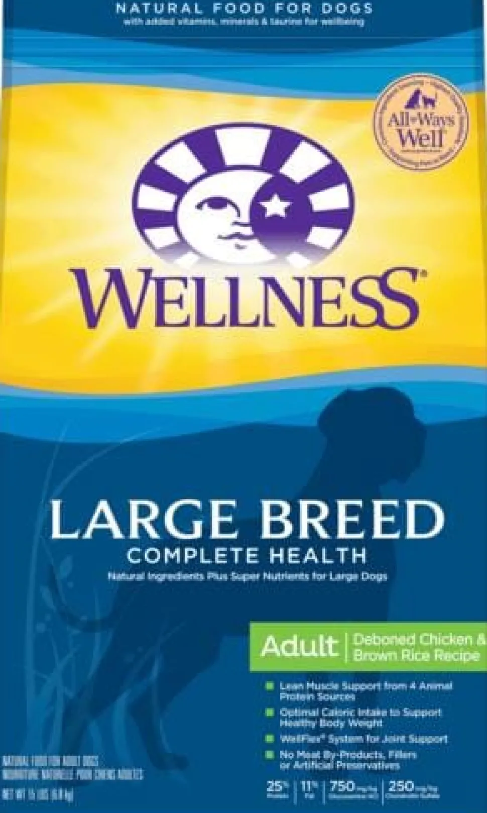 Wellness Complete Health Natural Large Breed Adult Chicken and Brown Rice Recipe Dry Dog Food