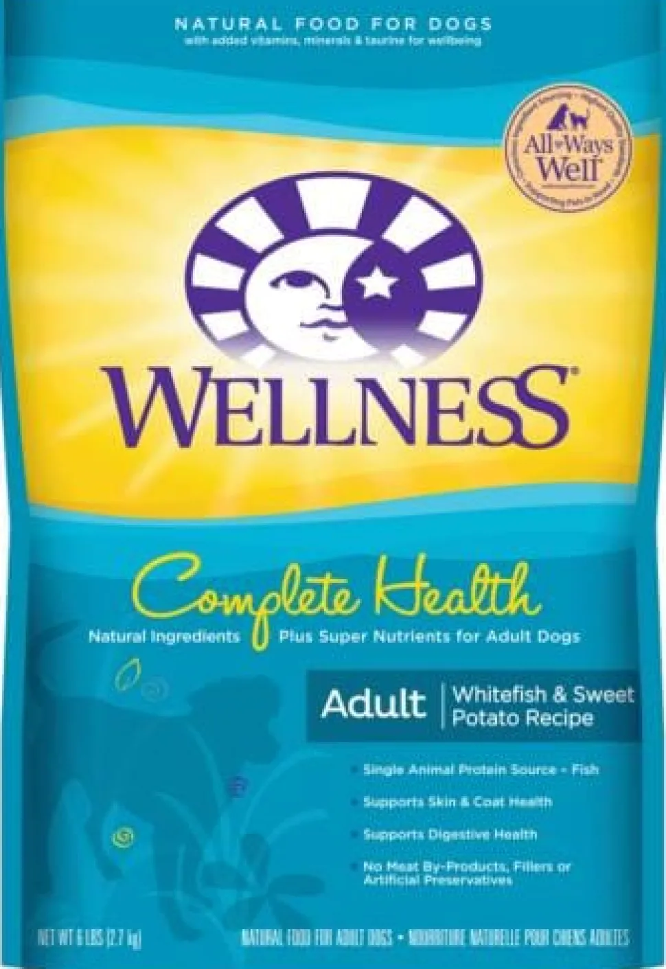 Wellness Complete Health Natural Adult Whitefish and Sweet Potato Recipe Dry Dog Food