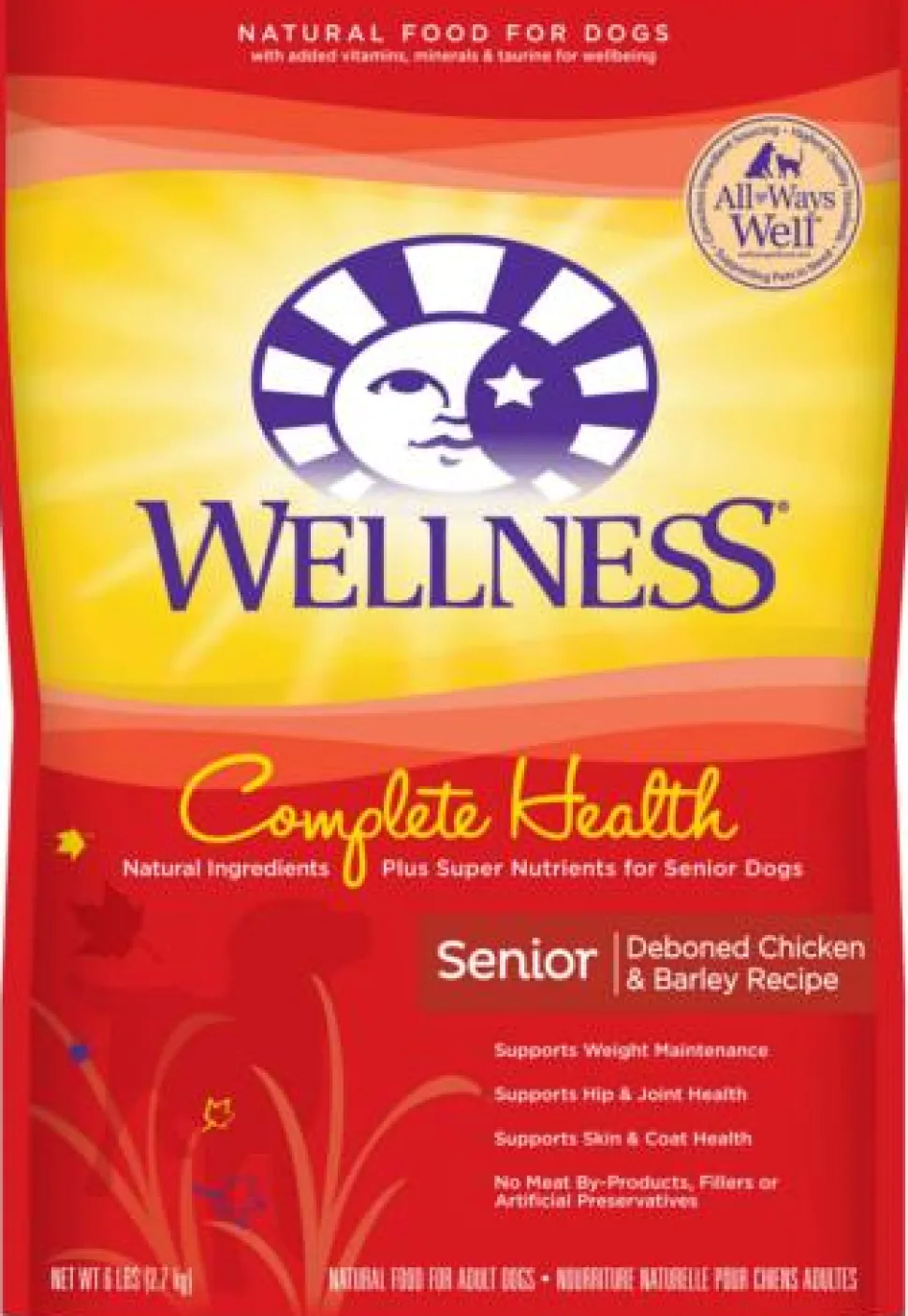 Wellness Complete Health Chicken and Barley Senior Adult Dry Dog Food - 5 Lbs