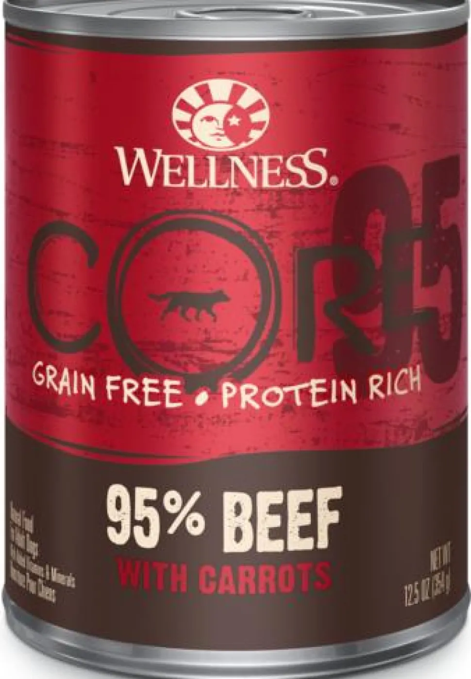 Wellness Core 95% Grain-Free High-Protein Beef and Carrots Canned Dog Food - 12.5 Oz - Case of 12