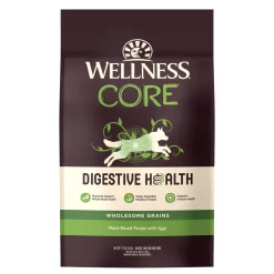 Wellness Core Digestive Health Plant-Based and Eggs Recipe with Wholesome Grains Adult Dry Dog Food - 22 Lbs