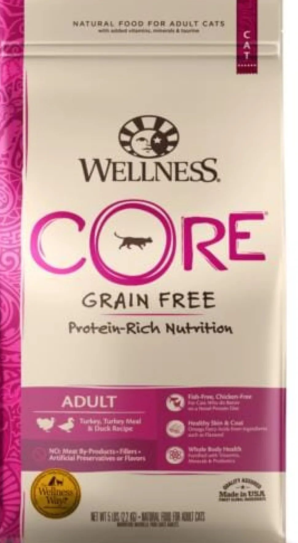 Wellness CORE Grain Free Natural Turkey, Turkey Meal, and Duck Dry Cat Food