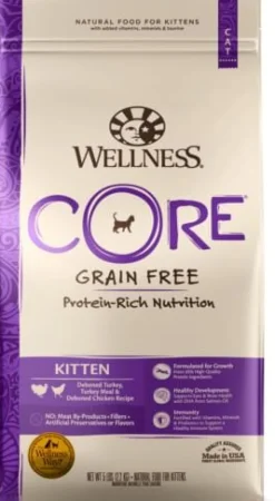 Wellness CORE Grain Free Natural Kitten Health Turkey, Turkey Meal and Chicken Recipe Dry Cat Food