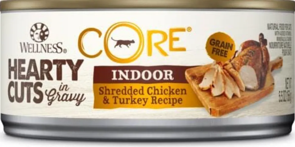 Wellness CORE Natural Grain Free Hearty Cuts Indoor Chicken and Turkey Canned Cat Food
