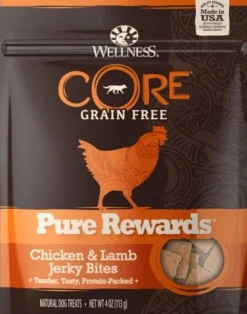 Wellness CORE Natural Grain Free Pure Rewards Chicken and Lamb Recipe Jerky Bites Dog Treats