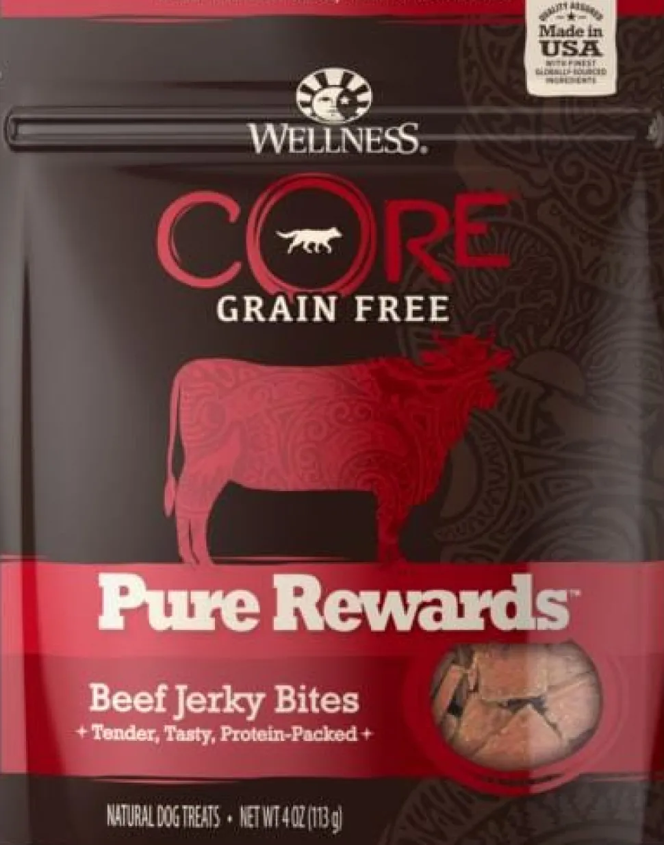 Wellness CORE Natural Grain Free Pure Rewards Beef Recipe Jerky Bites Dog Treats