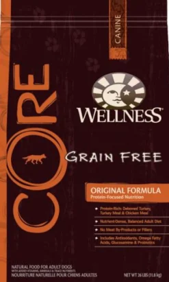 Wellness Core Original Formula Natural Grain-Free Deboned Turkey and Chicken Dry Dog Food - 24 Lbs