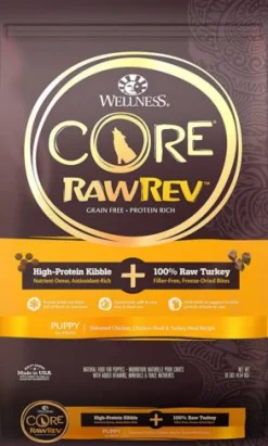 Wellness Core Raw-Rev Grain-Free Chicken and Turkey with Freeze-Dried Meat Puppy Formula Dry Dog Food - 10 Lbs